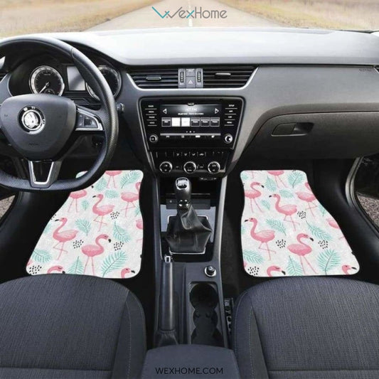 Cute Flamingo Pattern Front And Back Car Mats