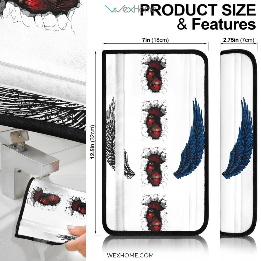 Attack On Titan Anime Seat Belt Covers | AOT Colossal In Wall Wings Belt Covers