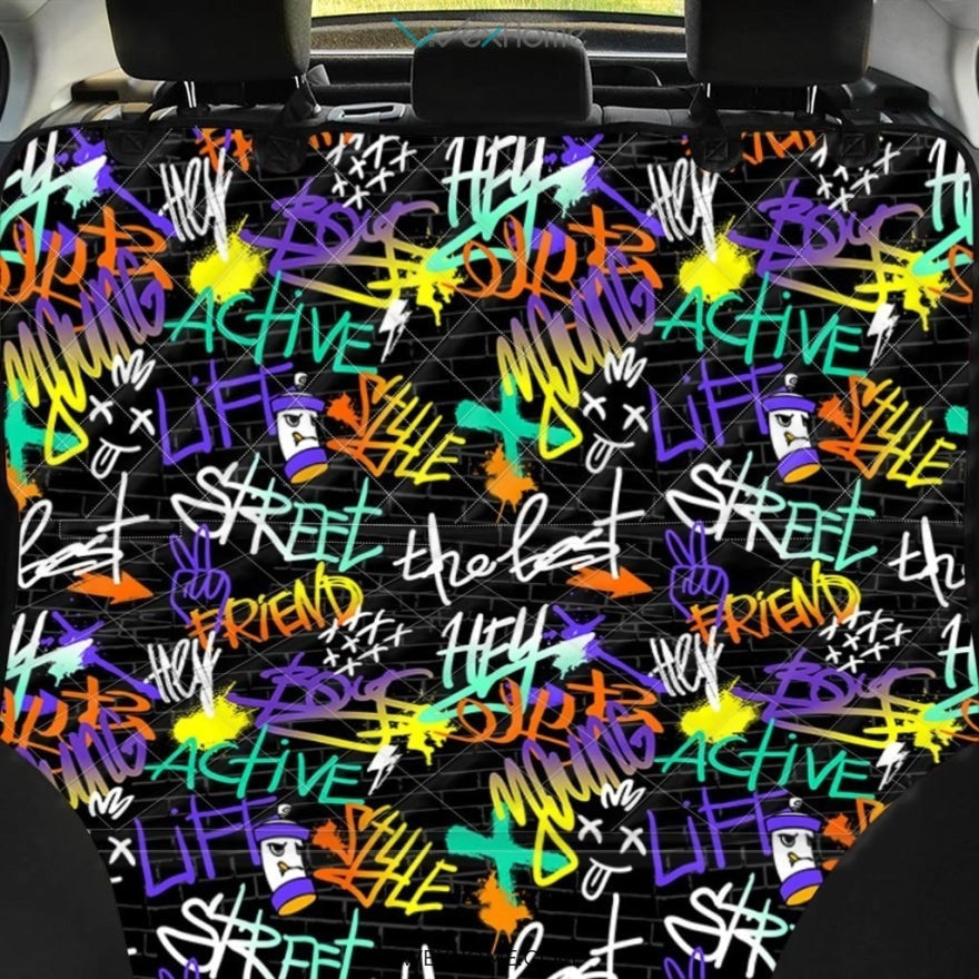 Urban Graffiti Print Pet Car Seat Cover