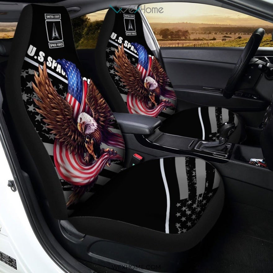 Bald Eagle Holding American Flag Car Seat Cover United States Space Force