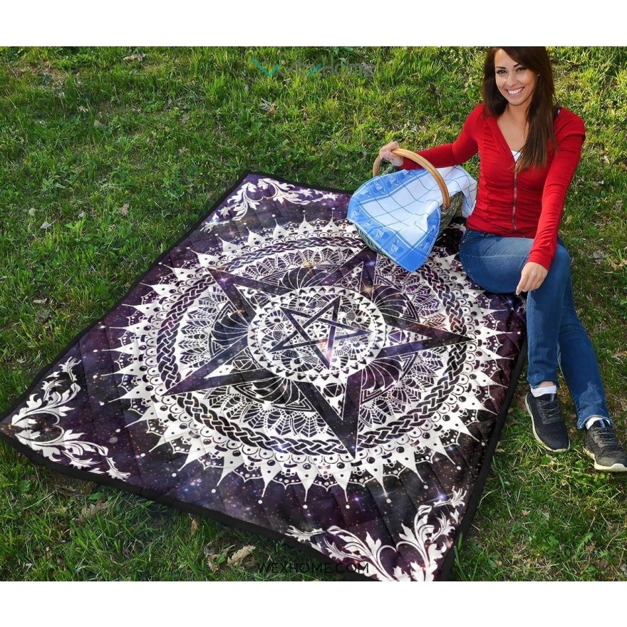 Boho Pentacle Pentagram Wicca Pagan Quilt