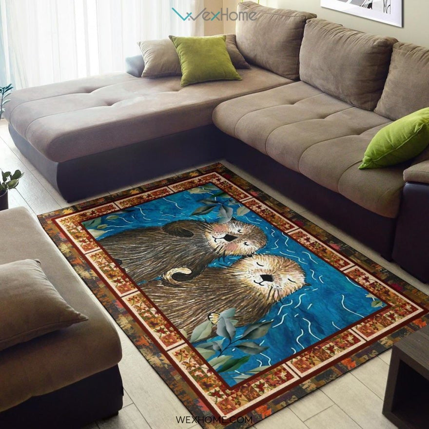 Valentine's Day Couples Otter Nursery Area Rug