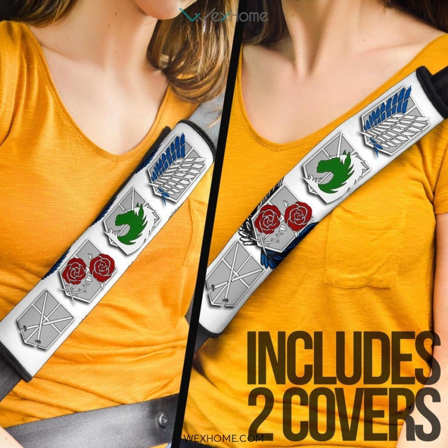 Attack On Titan Anime Seat Belt Covers | AOT All Symbol Wings Belt Covers