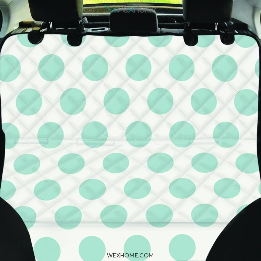 White And Turquoise Polka Dot Pet Car Seat Cover