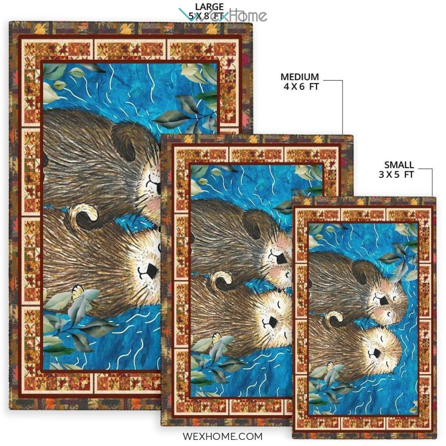 Valentine's Day Couples Otter Nursery Area Rug