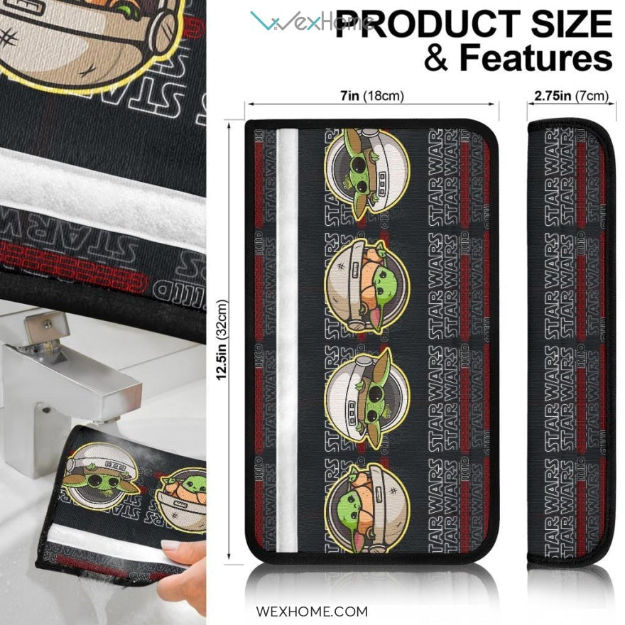 Star Wars Movie Seat Belt Covers | Baby Yoda In Spaceship Patterns Belt Covers