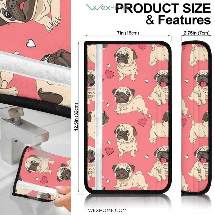 Pug in Pink Custom Seat Belt Covers