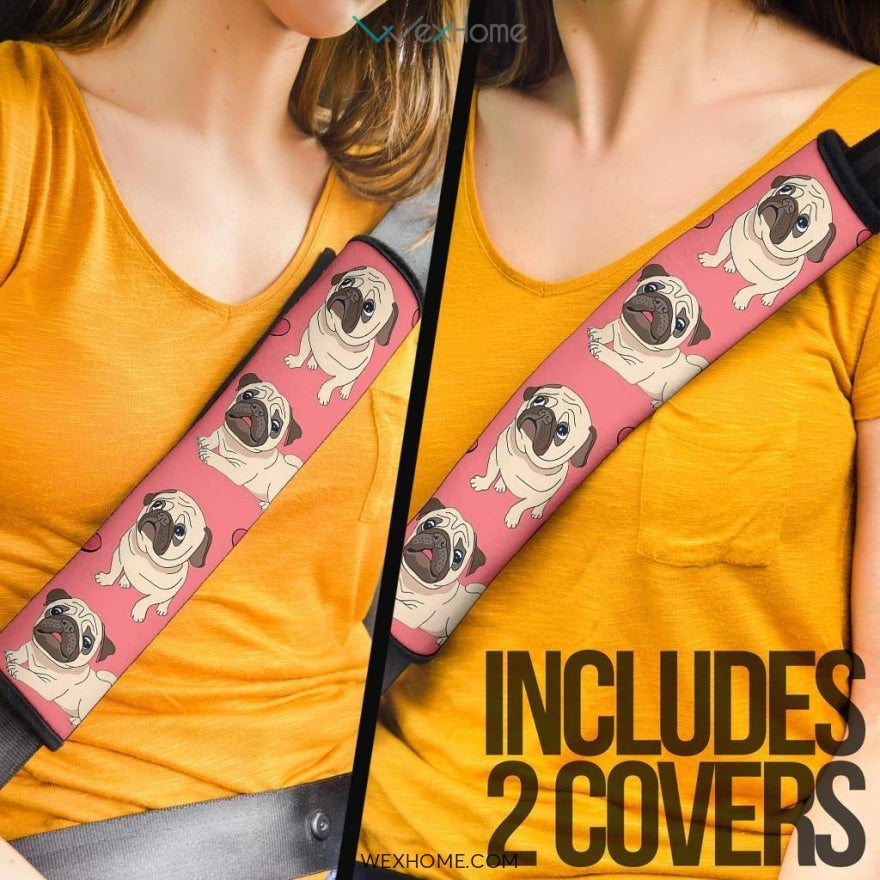 Pug in Pink Custom Seat Belt Covers