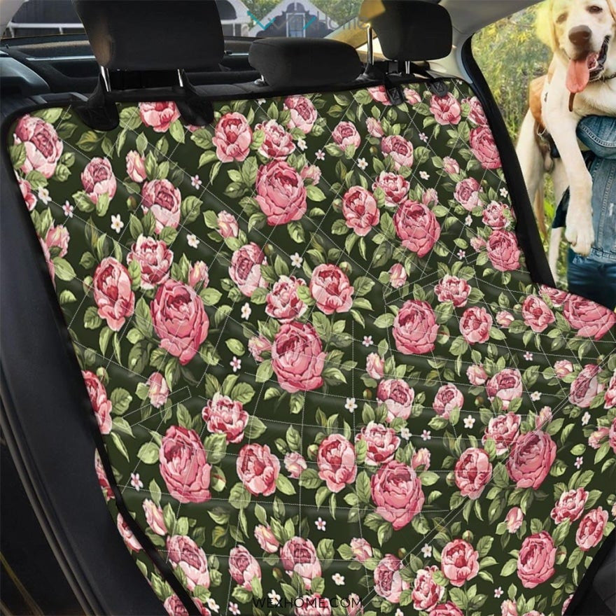 Vintage Pink Rose Floral Print Pet Car Seat Cover