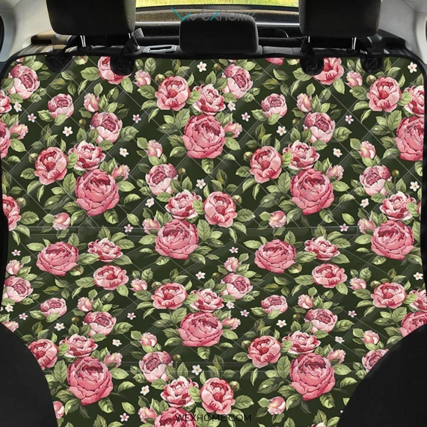Vintage Pink Rose Floral Print Pet Car Seat Cover
