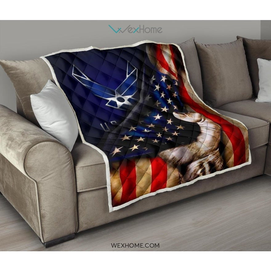 US Air Force Hand Pulling American Flag Quilt