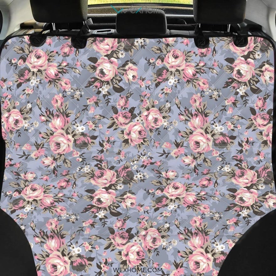 Vintage Pink Rose Flower Print Pet Car Seat Cover
