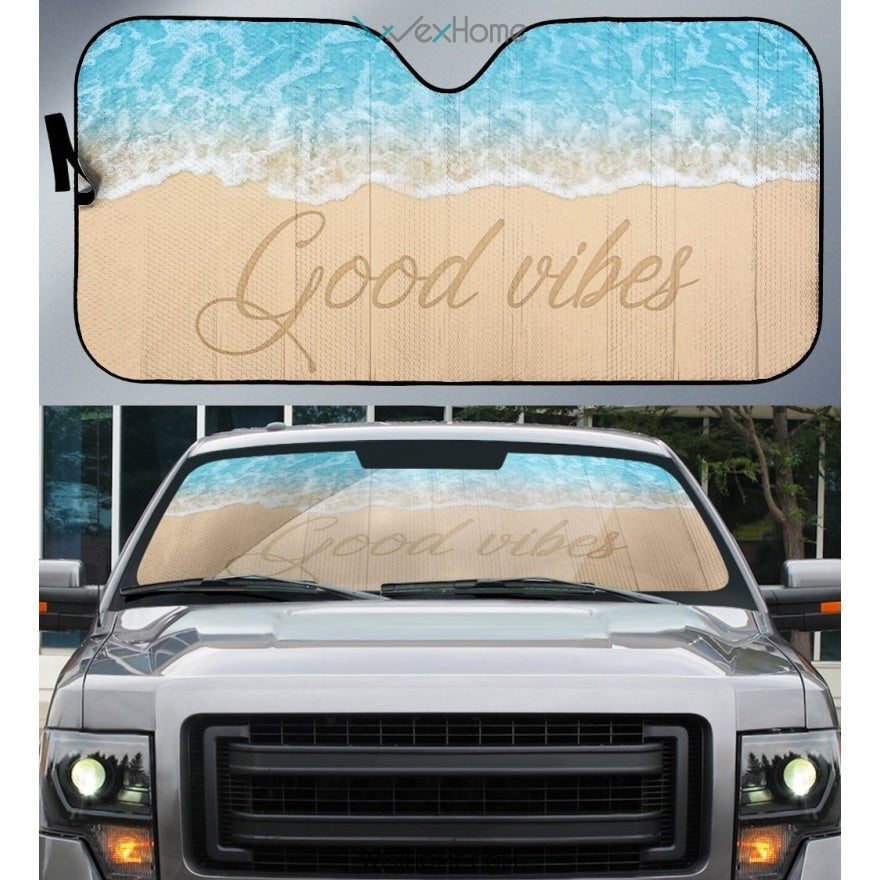 Good Vibes Beach Car Front Windshield Sun Shade
