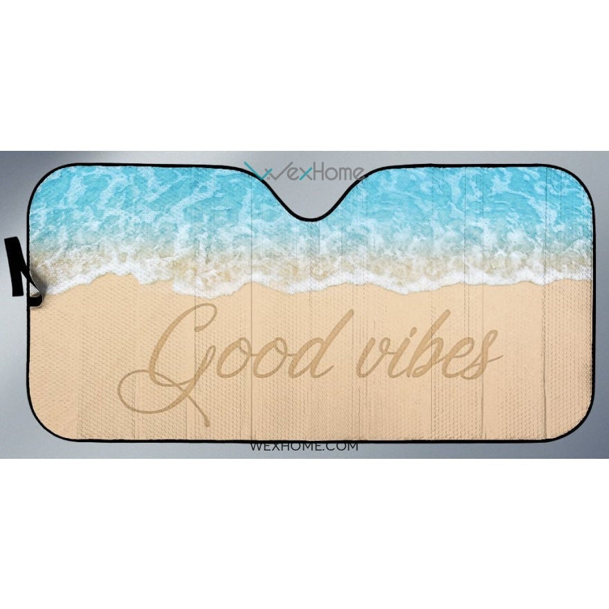 Good Vibes Beach Car Front Windshield Sun Shade