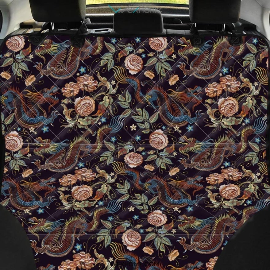 Vintage Chinese Dragon Floral Print Pet Car Seat Cover