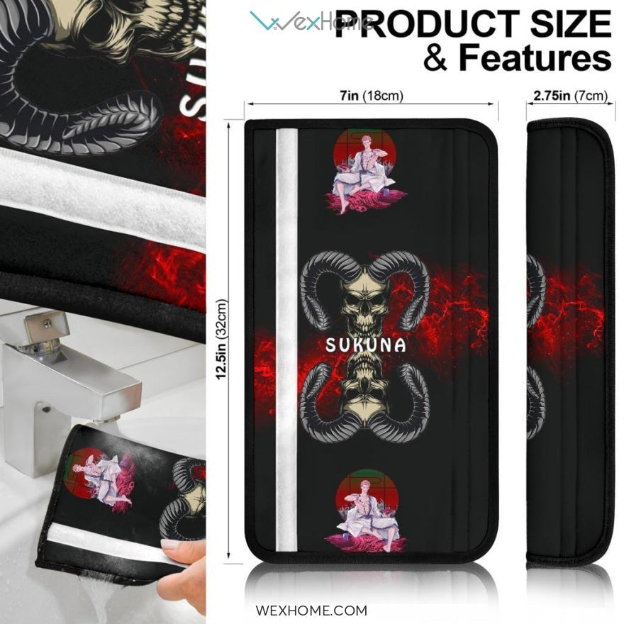 Jujutsu Kaisen Anime Seat Belt Covers | Sukuna Cow Skull Belt Covers