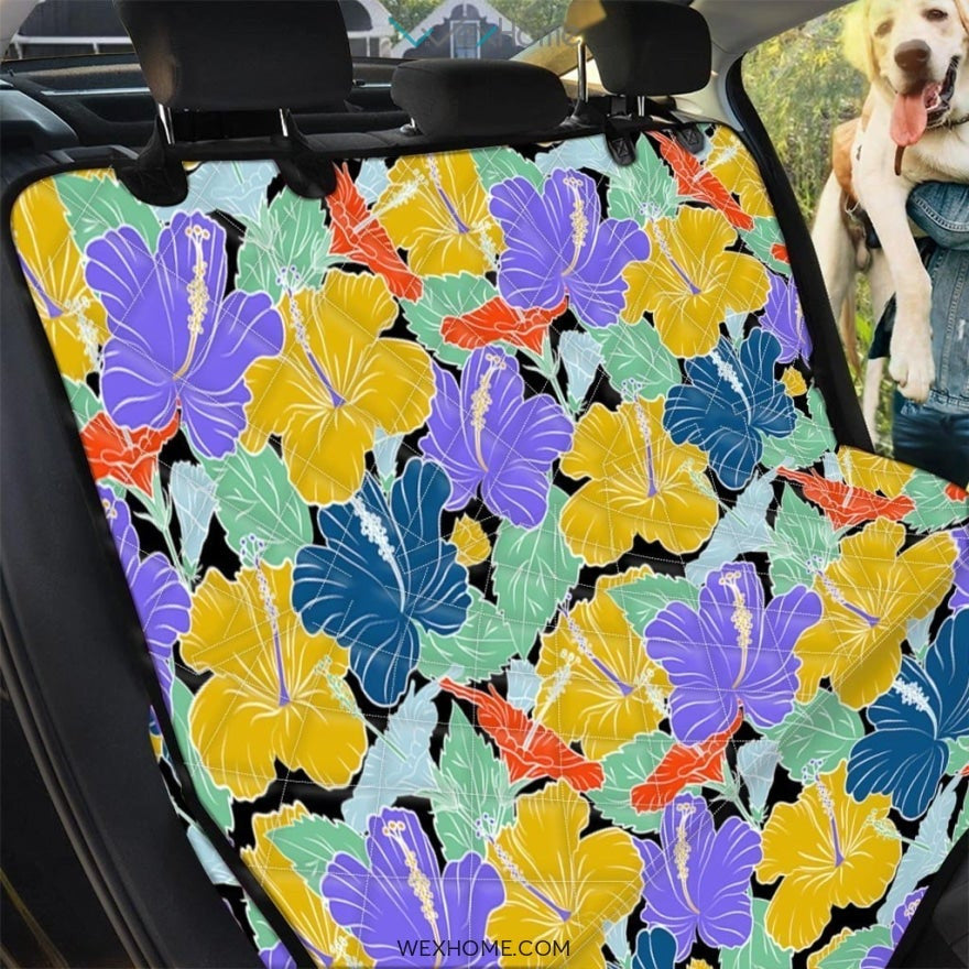Violet Hibiscus Flower Hawaiian Print Pet Car Seat Cover