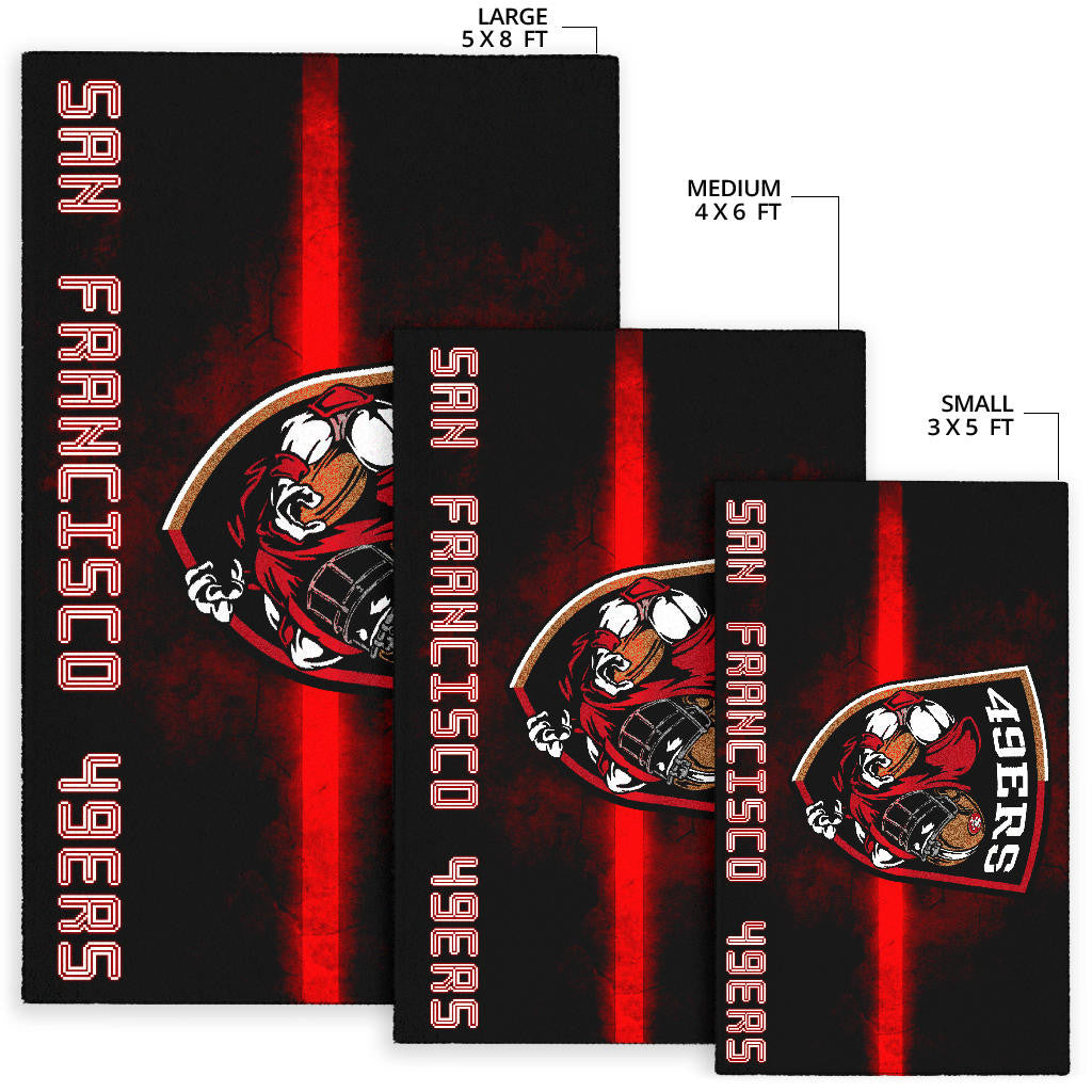 San Francisco American Football 49ers Football Ers Player On Shield Artwork Area Rug Home Decor