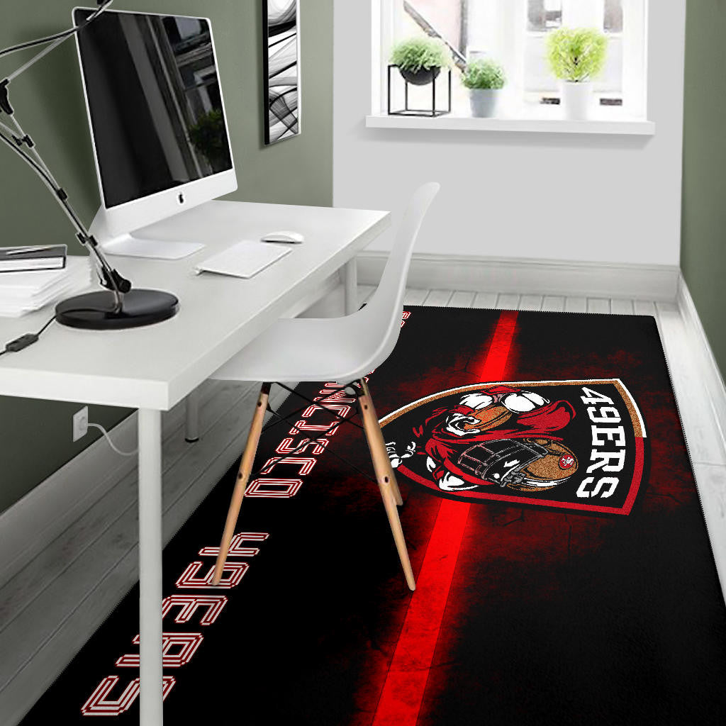 San Francisco American Football 49ers Football Ers Player On Shield Artwork Area Rug Home Decor