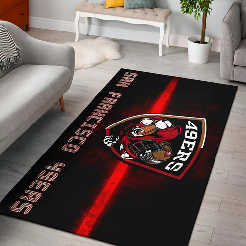 San Francisco American Football 49ers Football Ers Player On Shield Artwork Area Rug Home Decor