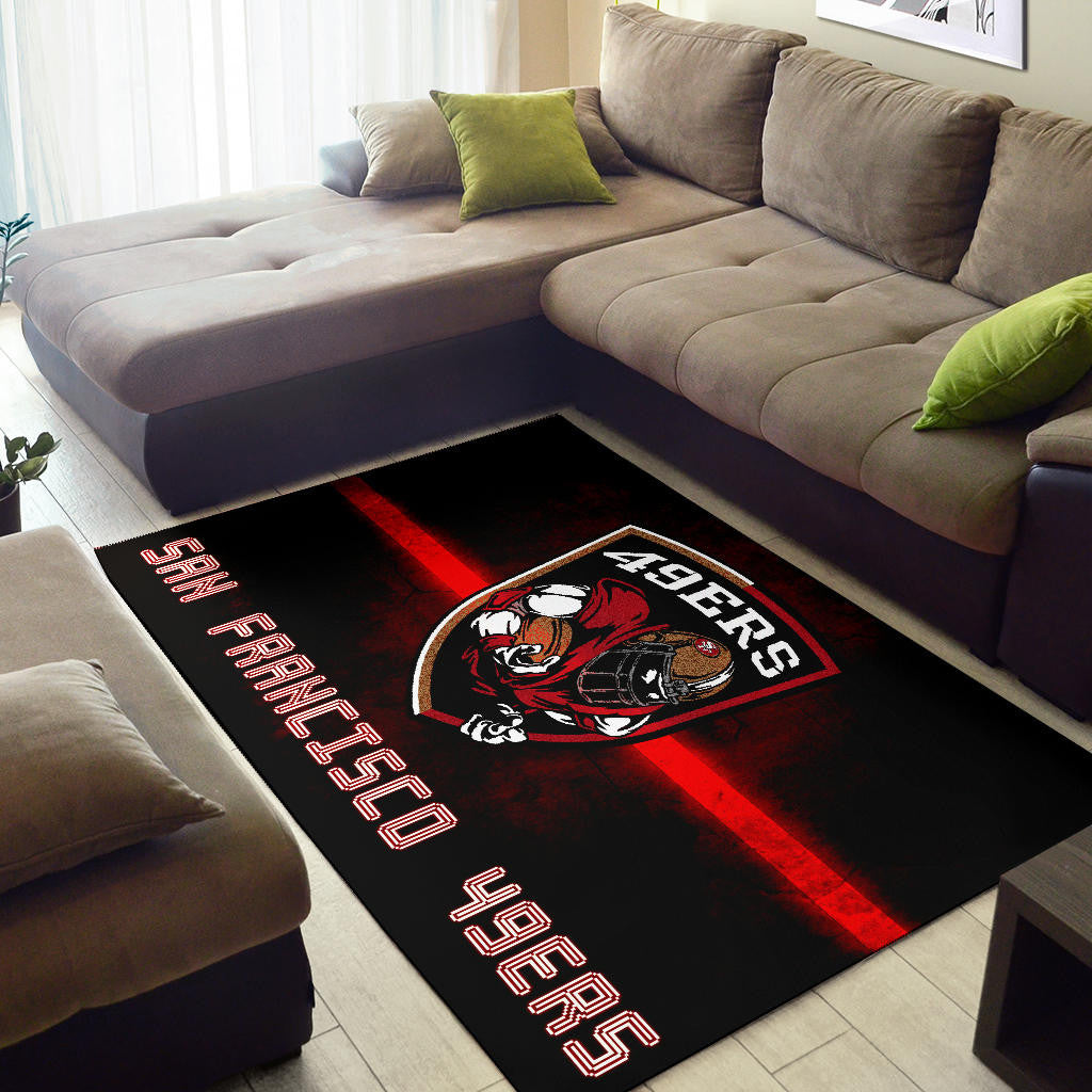 San Francisco American Football 49ers Football Ers Player On Shield Artwork Area Rug Home Decor