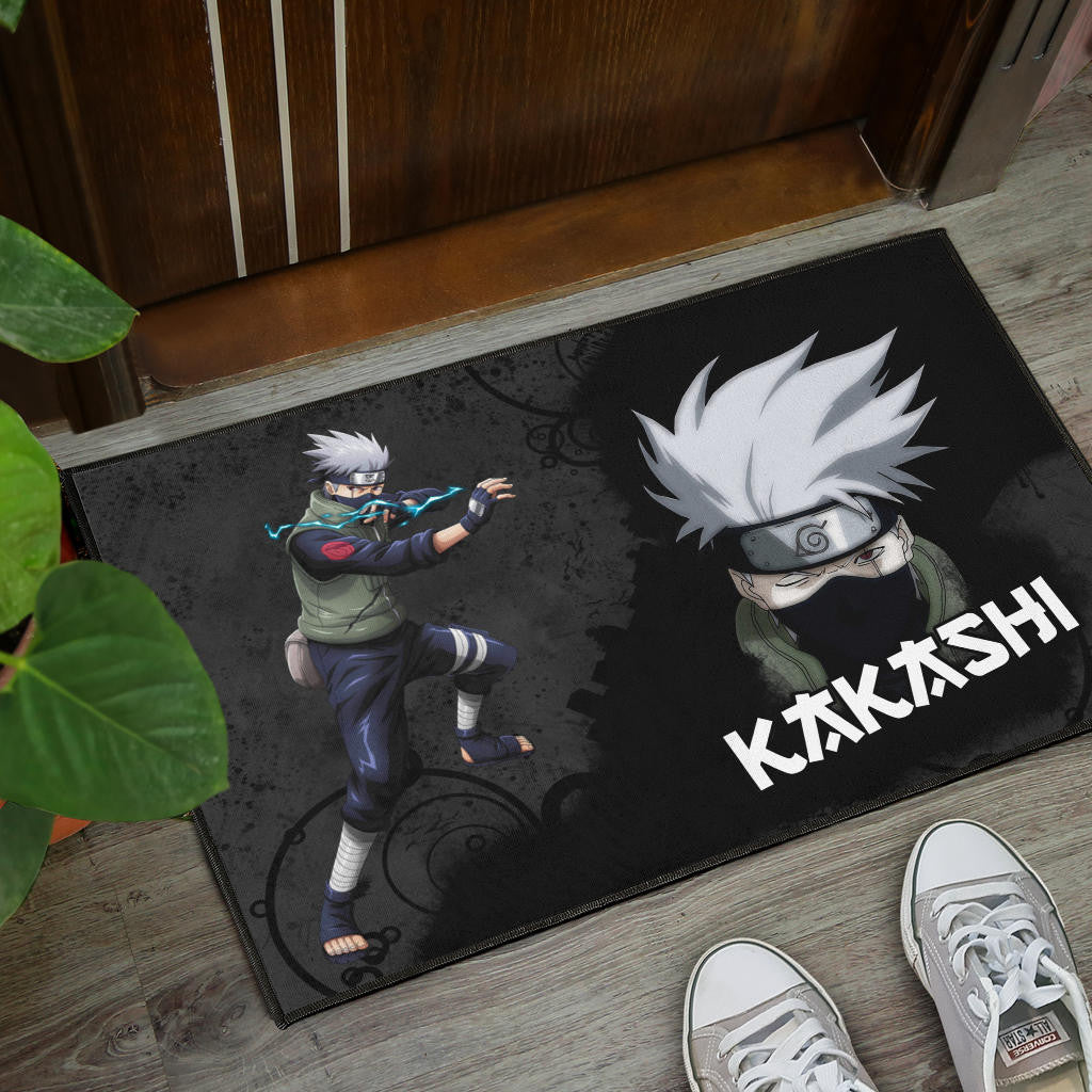 Naruto Anime Kakashi Hatake Sharingan Copy Ninja Black Door Mat Home Decor