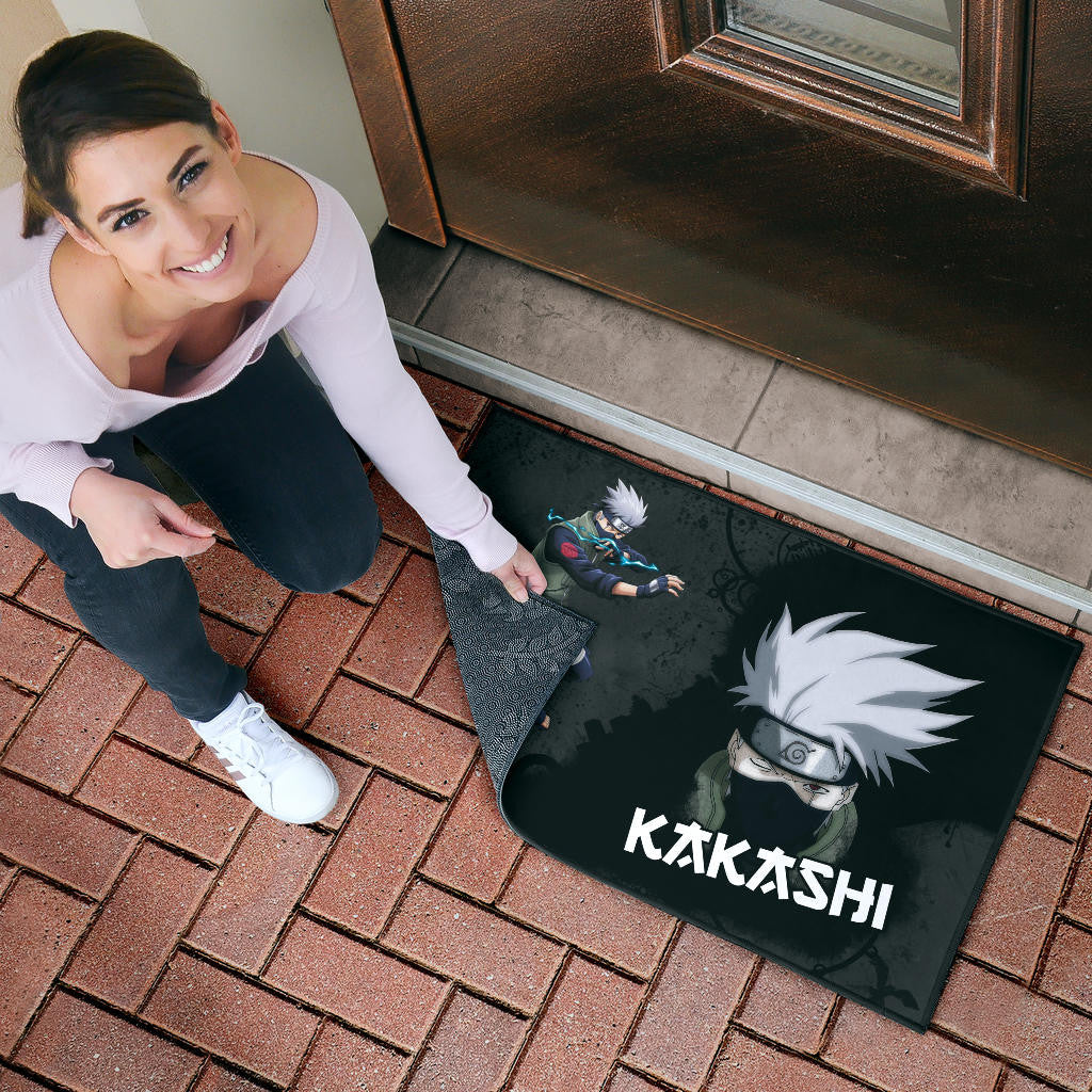 Naruto Anime Kakashi Hatake Sharingan Copy Ninja Black Door Mat Home Decor