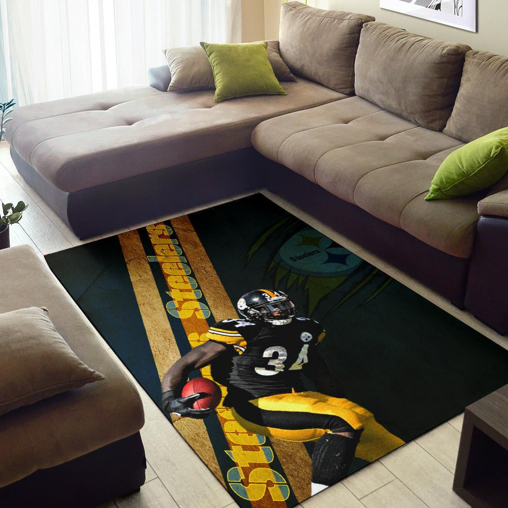 Pittsburgh Steelers American Football Team Terrell Edmunds 34 Hiding Rugby Ball Running Area Rug Home Decor