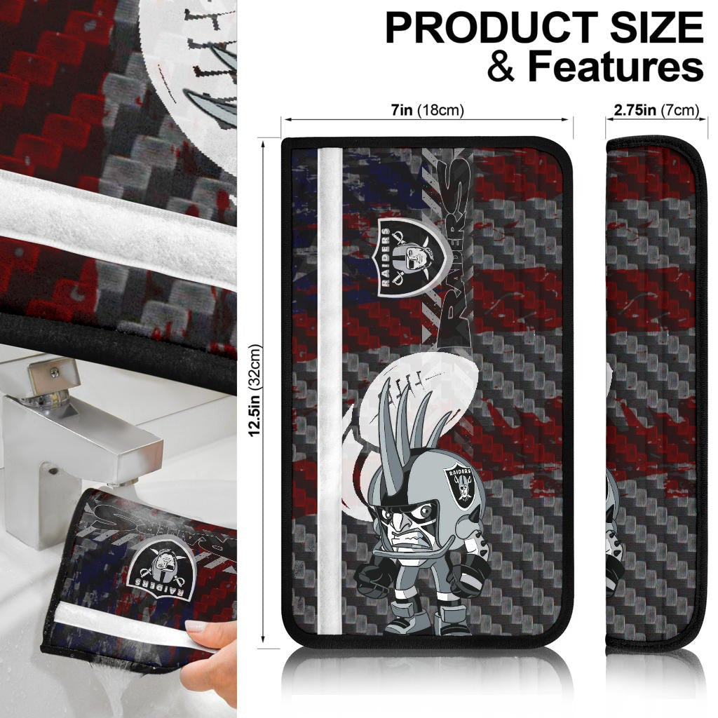 Las Vegas Raiders American Football Team Angry Chibi Raiders Minimal Rugby Ball Seat Belt Covers