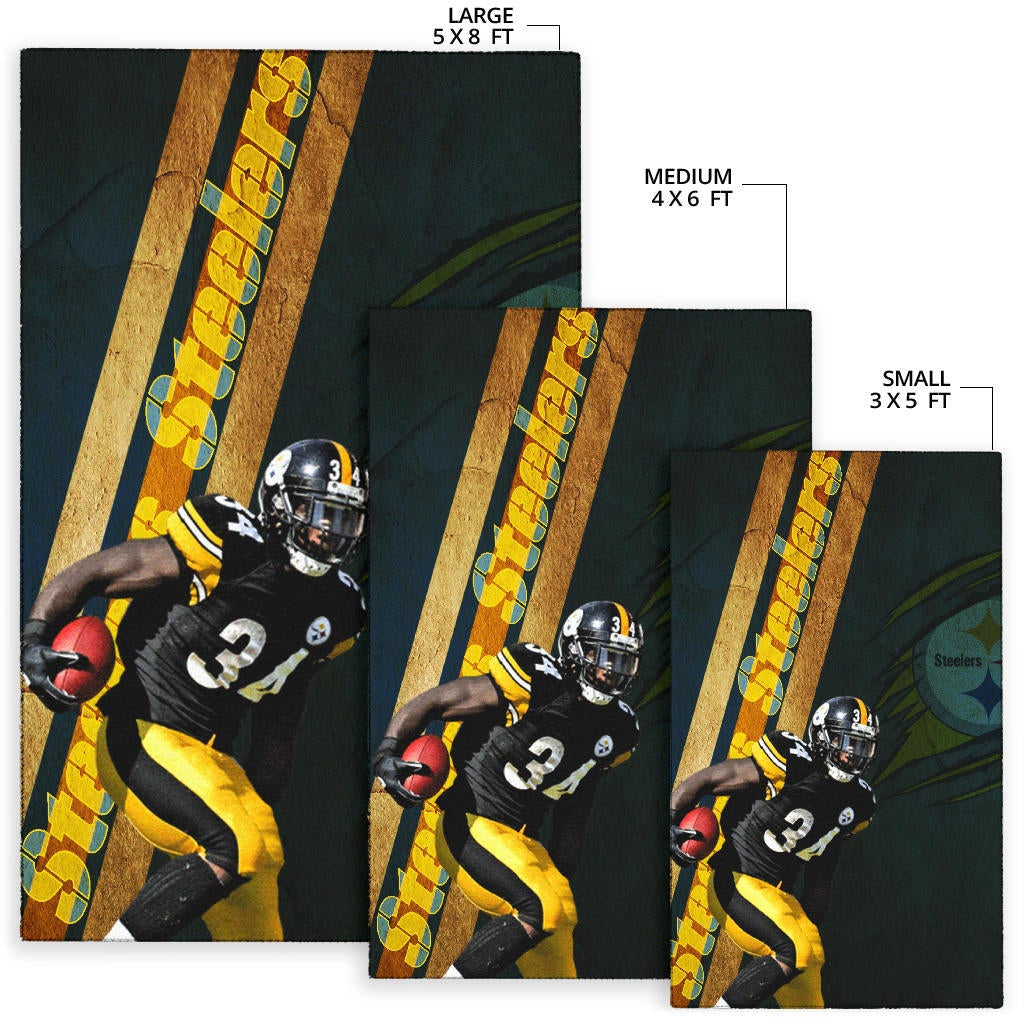 Pittsburgh Steelers American Football Team Terrell Edmunds 34 Hiding Rugby Ball Running Area Rug Home Decor