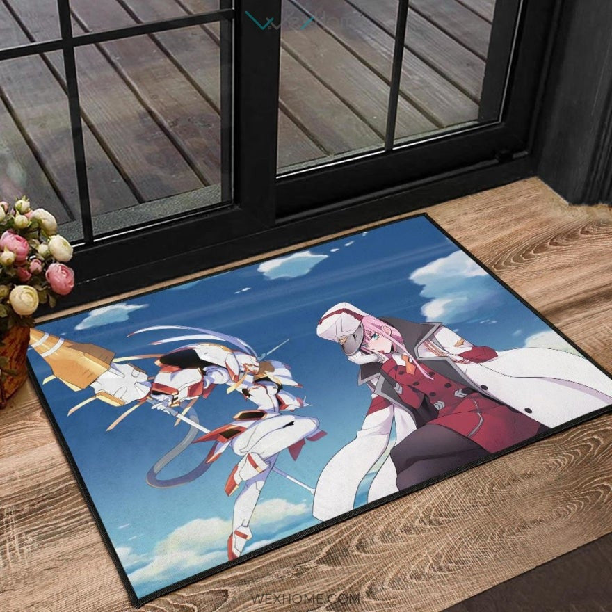 Darling In The Franxx Anime Captain Zero Two With Darling Strelitzia Ready For Fight Door Mat Hom Decor