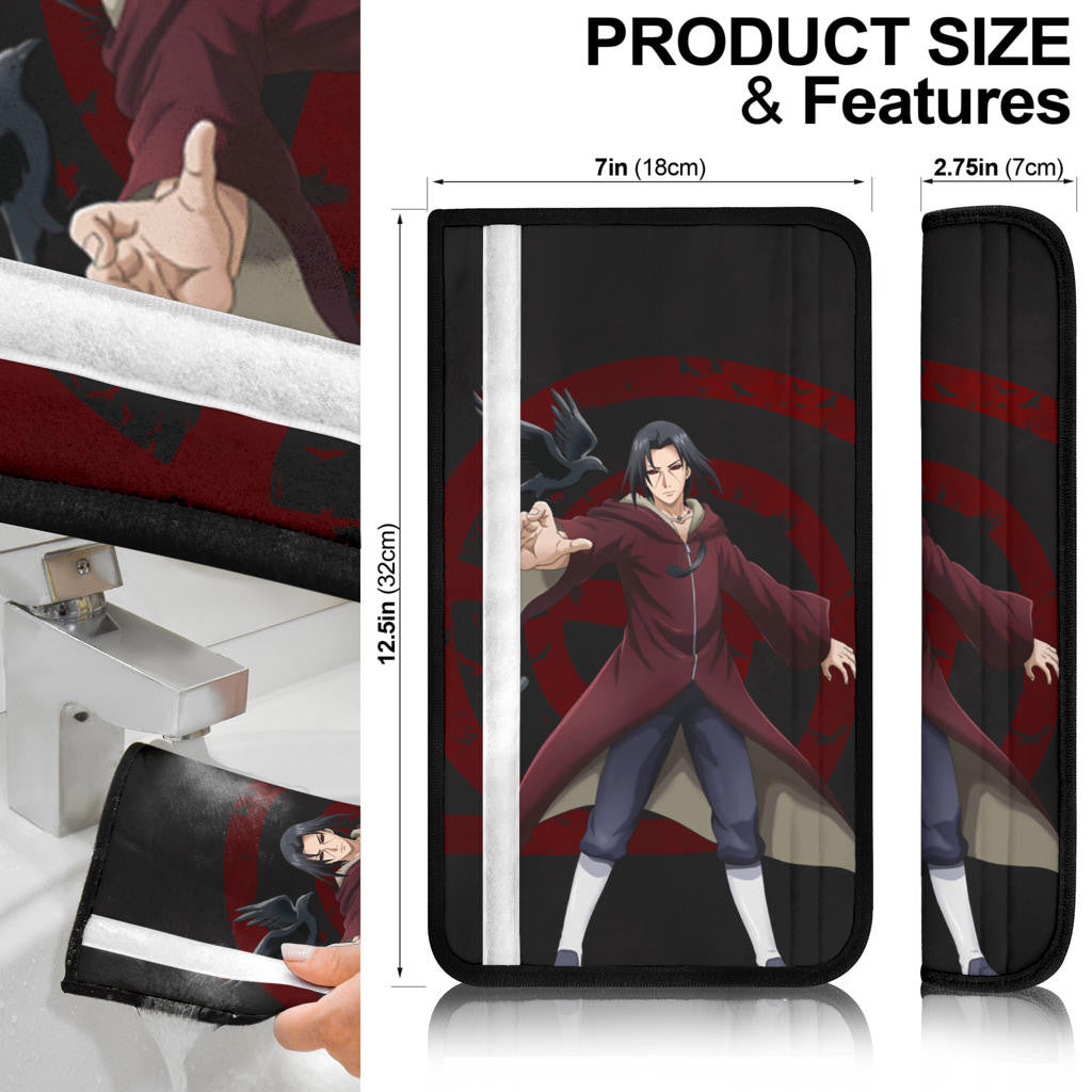 Naruto Anime Itachi Uchiha Reincarnation Rogue Konoha Symbol Seat Belt Covers