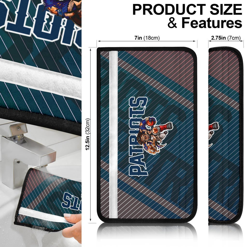 New England Patriots American Football Team Big Player Man Holding Rugby Ball And Running Seat Belt Covers