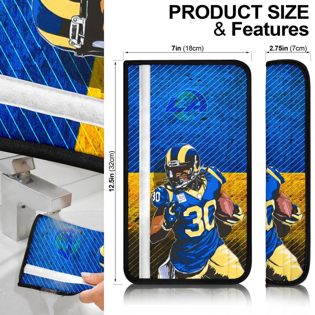 Los Angeles Rams American Football Team Raymond Calais 30 Grab Rugby Ball Running Blue Yellow Seat Belt Covers