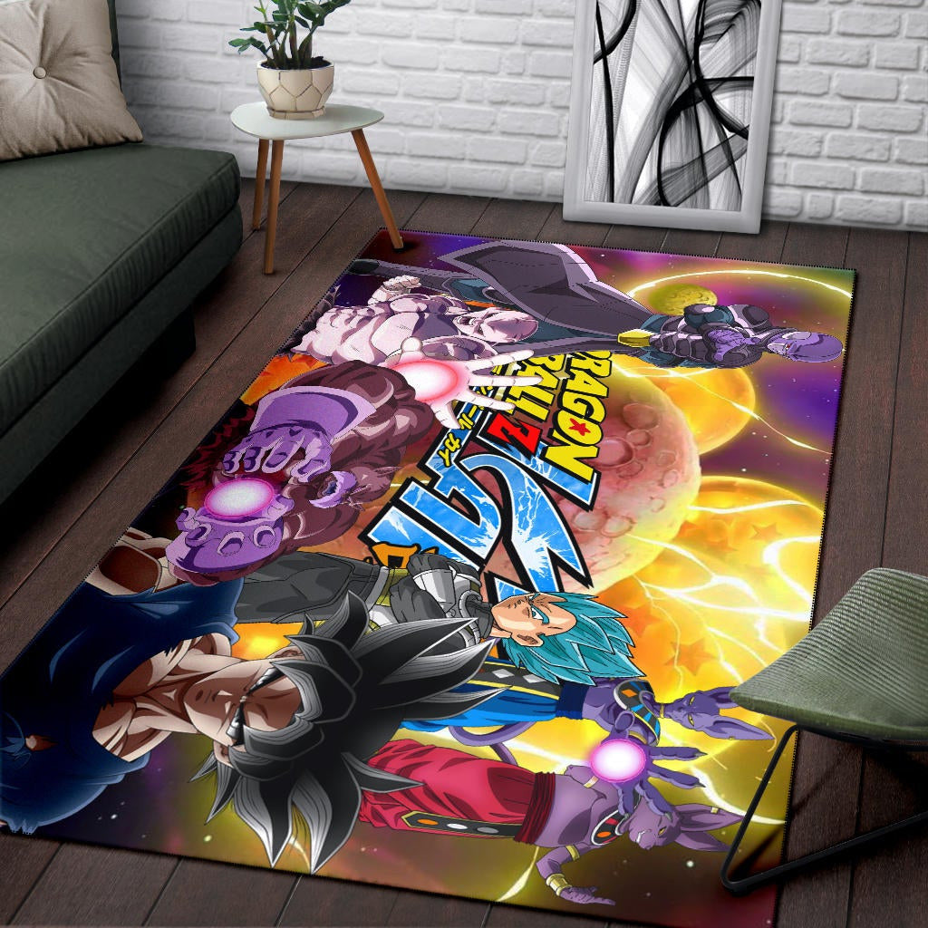 Dragon Ball Anime DB Text Main Characters Orange Balls Area Rug Home Decor