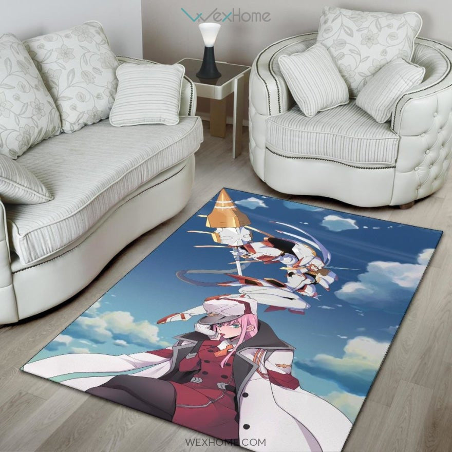 Darling In The Franxx Anime Captain Zero Two With Darling Strelitzia Ready For Fight Area Rug Home Decor