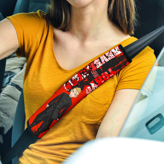 Tokyo Revengers Manga Anime Takemichi Hanagaki No Emotion Black And Red Seat Belt Covers