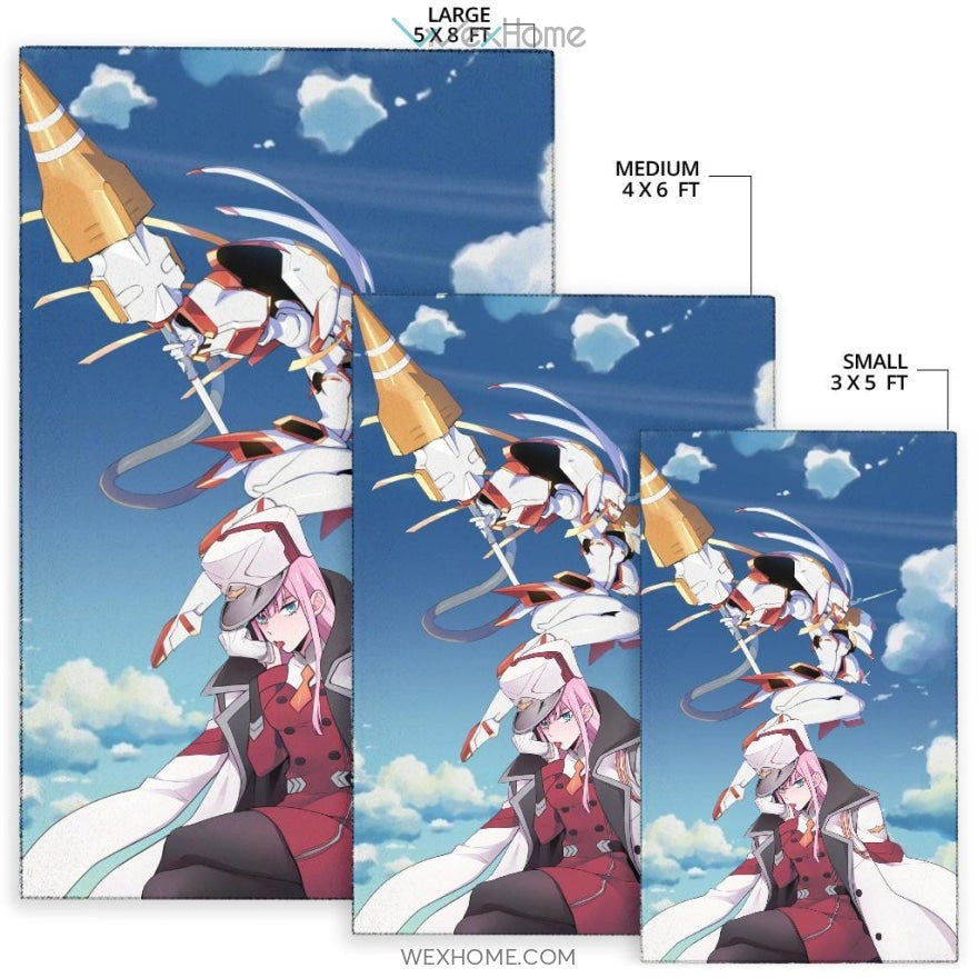 Darling In The Franxx Anime Captain Zero Two With Darling Strelitzia Ready For Fight Area Rug Home Decor
