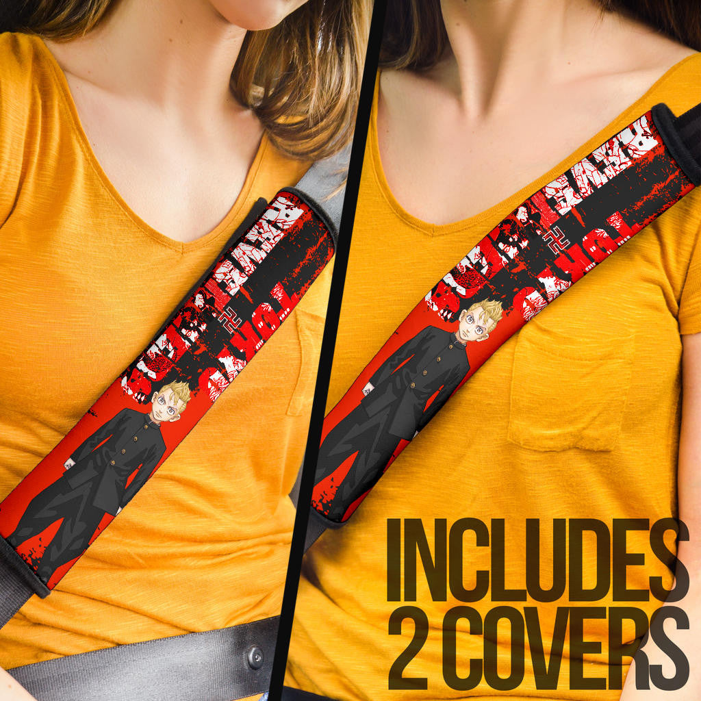 Tokyo Revengers Manga Anime Takemichi Hanagaki No Emotion Black And Red Seat Belt Covers