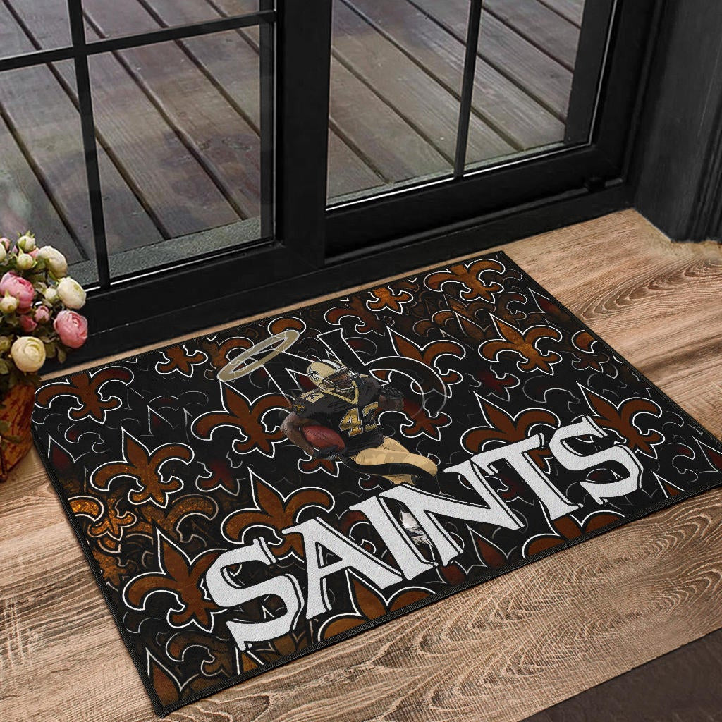 New Orleans Saints American Football Marcus Williams 43 Running Saints Doodle Door Mat Home Decor