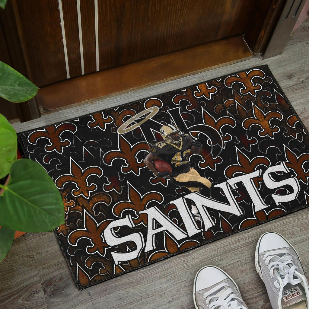 New Orleans Saints American Football Marcus Williams 43 Running Saints Doodle Door Mat Home Decor