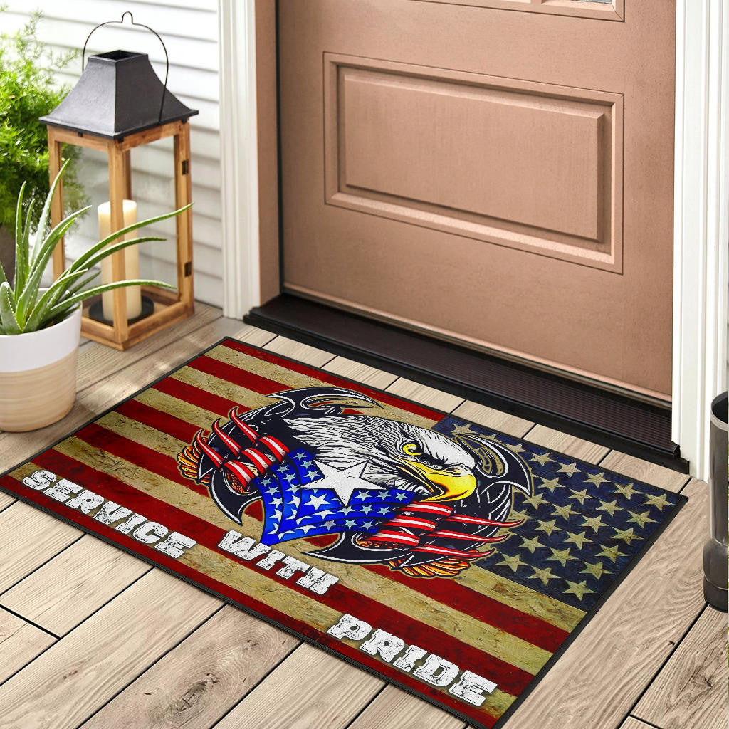 US Independence Day Eagle Service With Pride US Flag Door Mat Home Decor