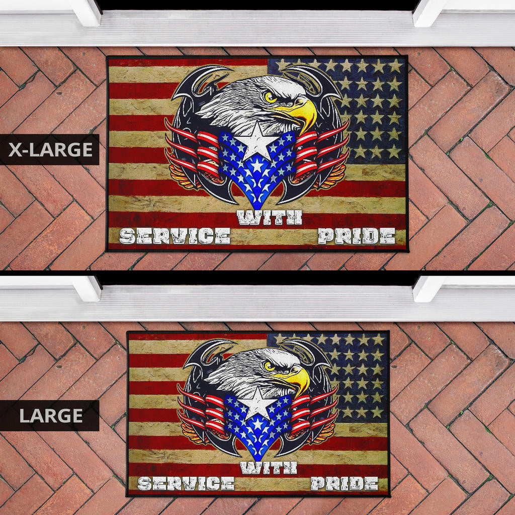 US Independence Day Eagle Service With Pride US Flag Door Mat Home Decor