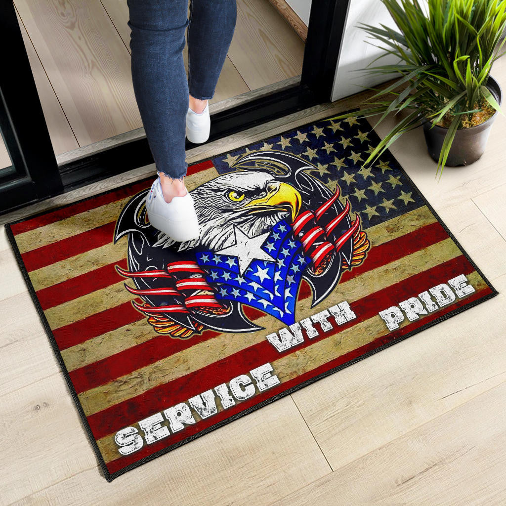 US Independence Day Eagle Service With Pride US Flag Door Mat Home Decor