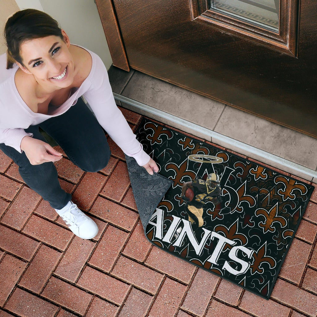 New Orleans Saints American Football Marcus Williams 43 Running Saints Doodle Door Mat Home Decor