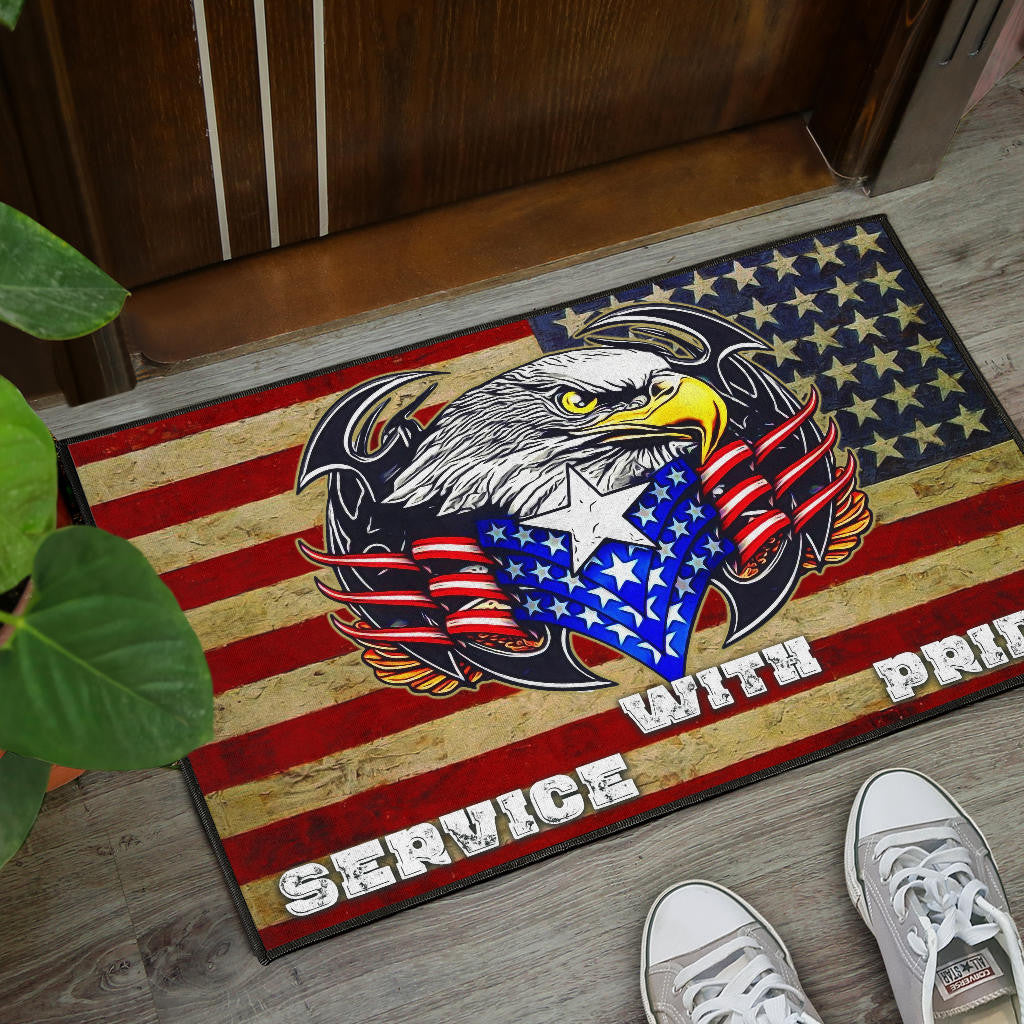US Independence Day Eagle Service With Pride US Flag Door Mat Home Decor
