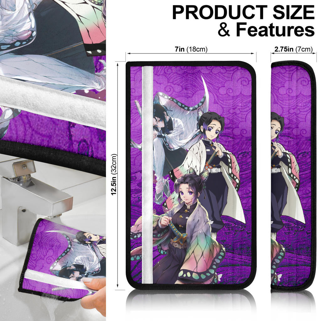 Demon Slayer Anime Shinobu Power Purple Vintage Theme Seat Belt Covers