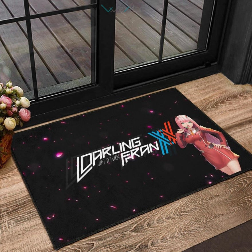 Darling In The Franxx Anime Sexy Zero Two Eating Candy Cherry Blossom Door Mat Home Decor