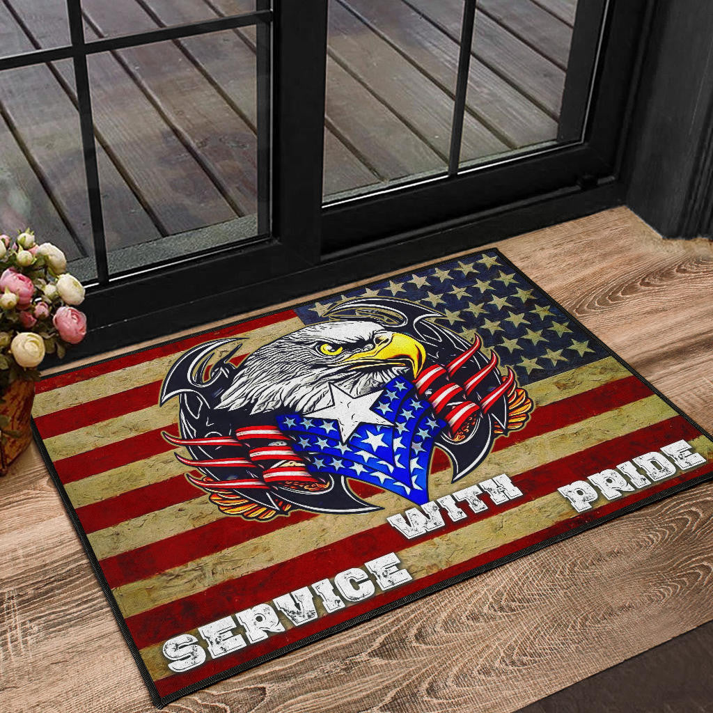 US Independence Day Eagle Service With Pride US Flag Door Mat Home Decor