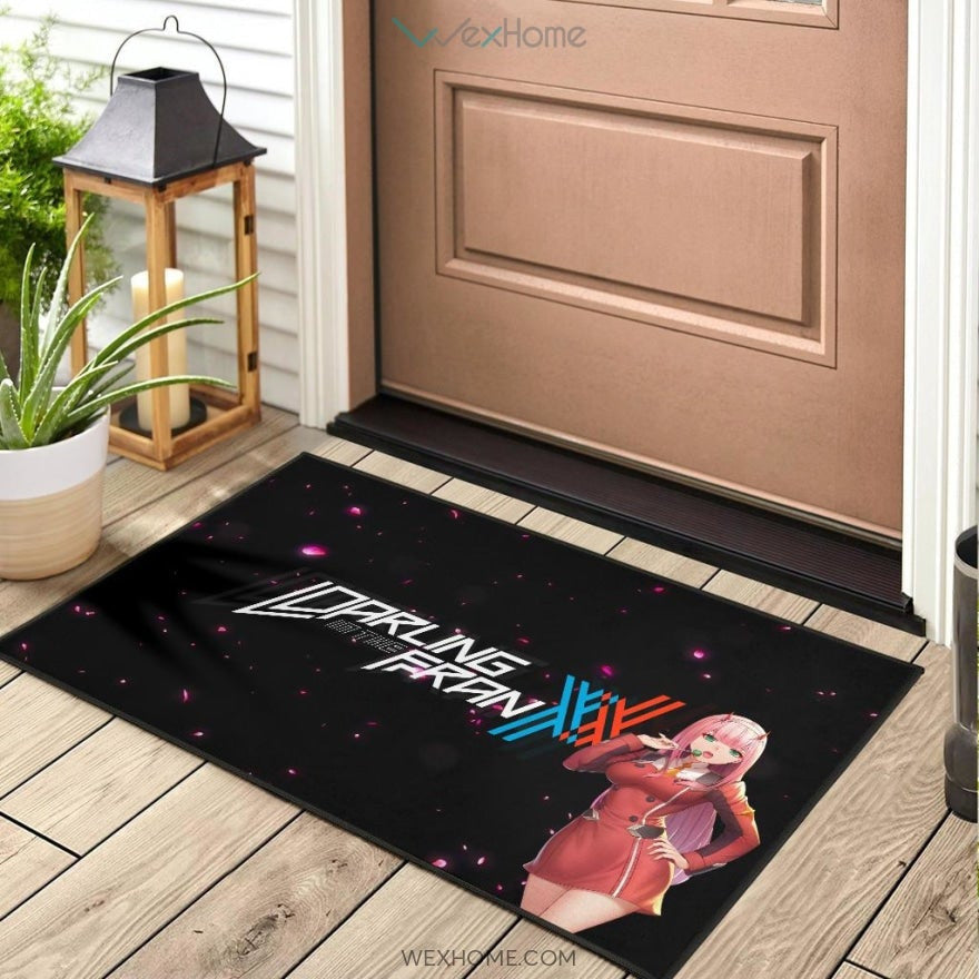 Darling In The Franxx Anime Sexy Zero Two Eating Candy Cherry Blossom Door Mat Home Decor